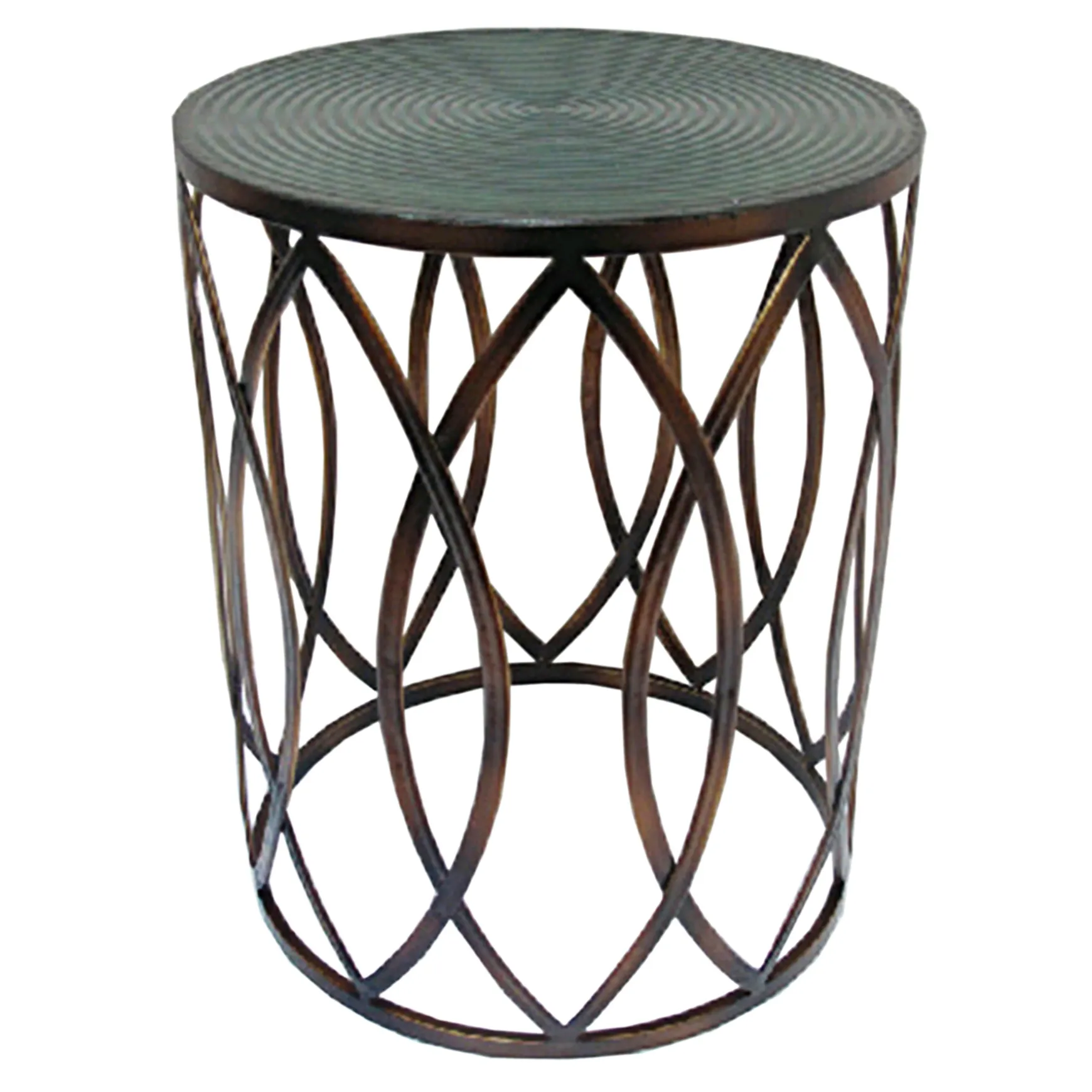 Copper Round Metal Side Table, Small Bargain Sale