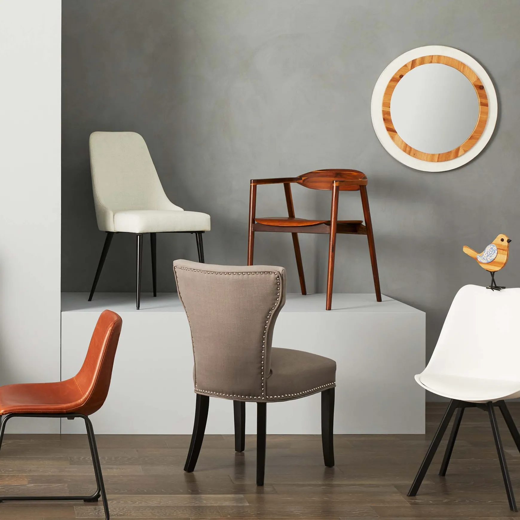 Drake Modern Industrial Dining Chair, Cognac Clearance