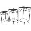 Fan Shaped Wood Top Plant Stand With Bronze Double Tube Metal Leg, Large Opening Sales