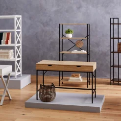 Honeybloom Burnaby 2-Drawer Wood & Metal Desk Good Quality