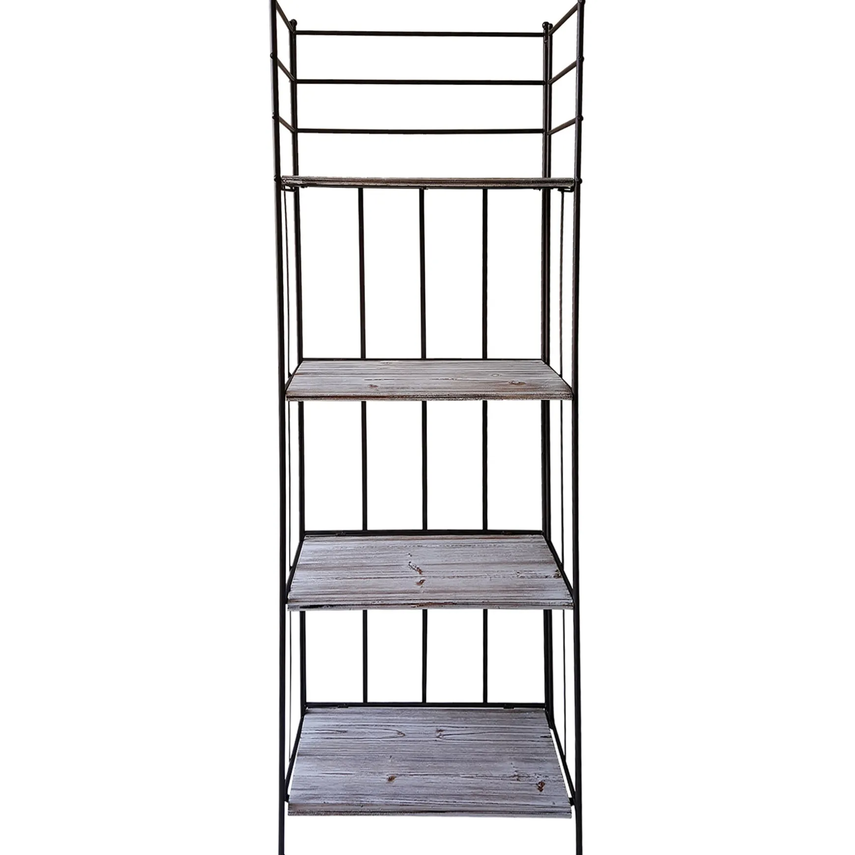63In. Metal Baker Rack With Folding Wood Top Shelves Featured