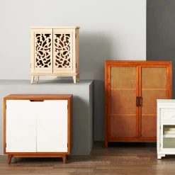 47In. Rattan 2 Door Wood Cabinet Promotion