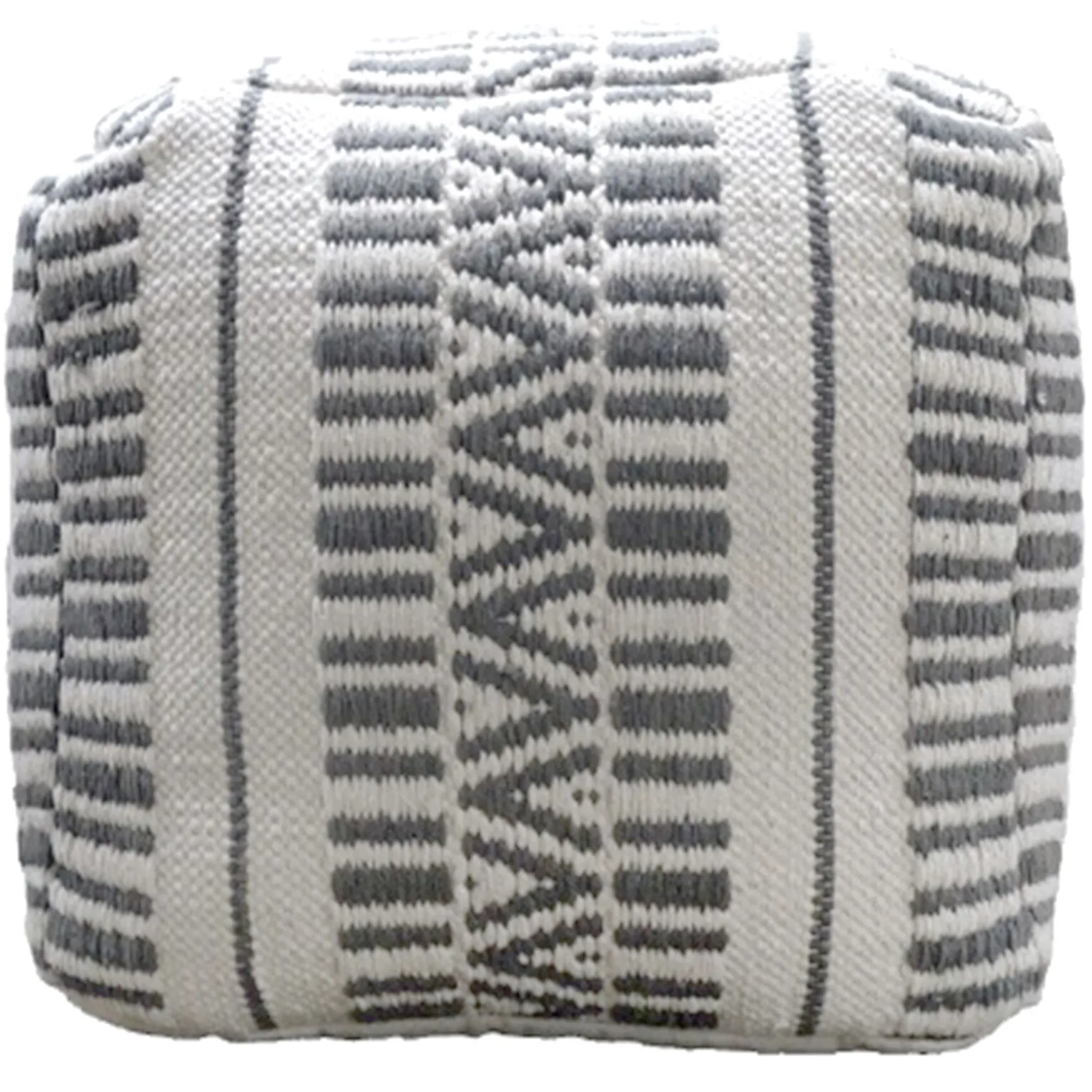Maya Handwoven Striped Square Pouf Flash Sale