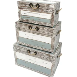 Nantucket Weathered Wood Decorative Storage Trunk, Small Discount Online