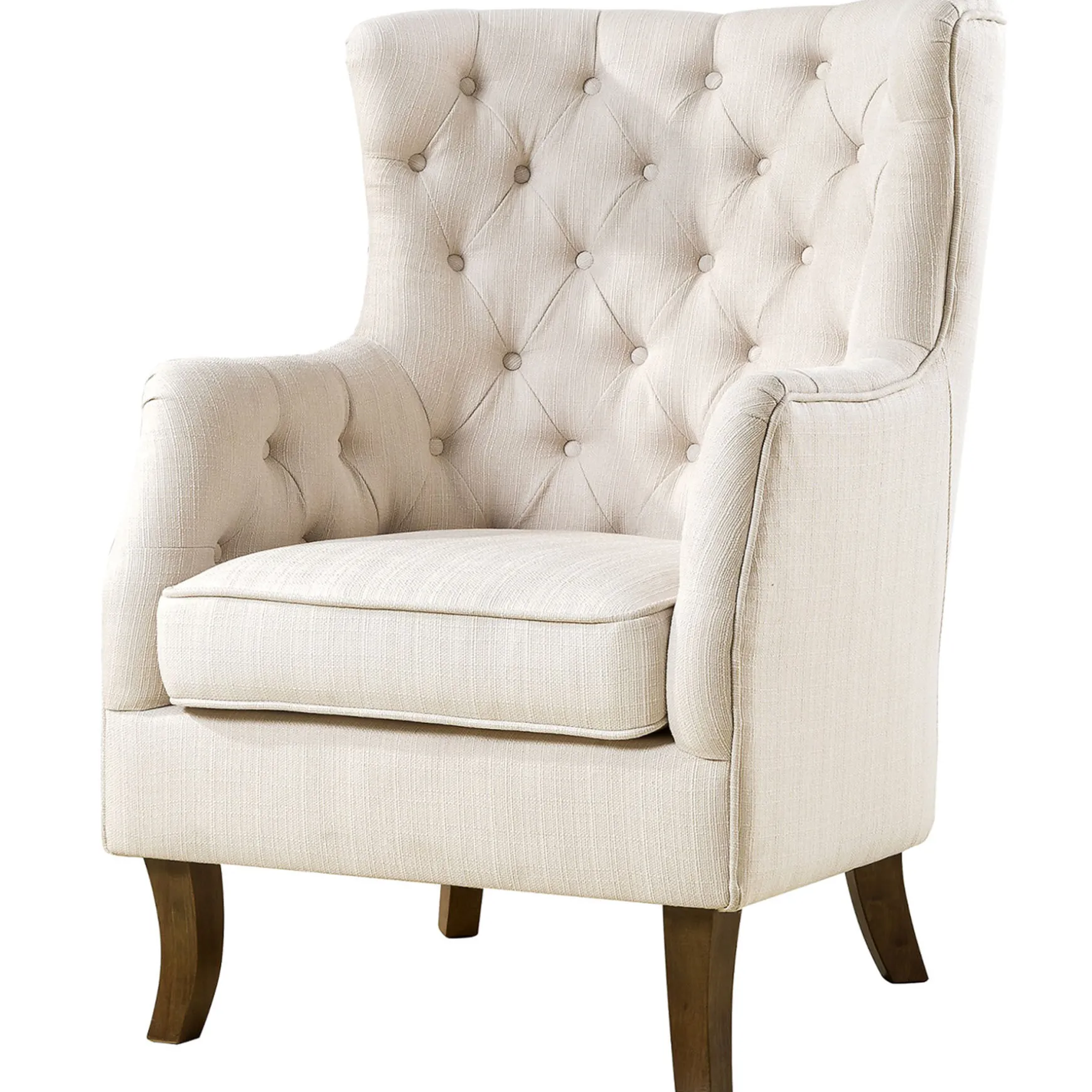 Norfolk Cream Linen Tufted High Back Arm Chair Promotion