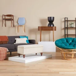 Providence Jasmine Linen Storage Ottoman, Beige Outlet