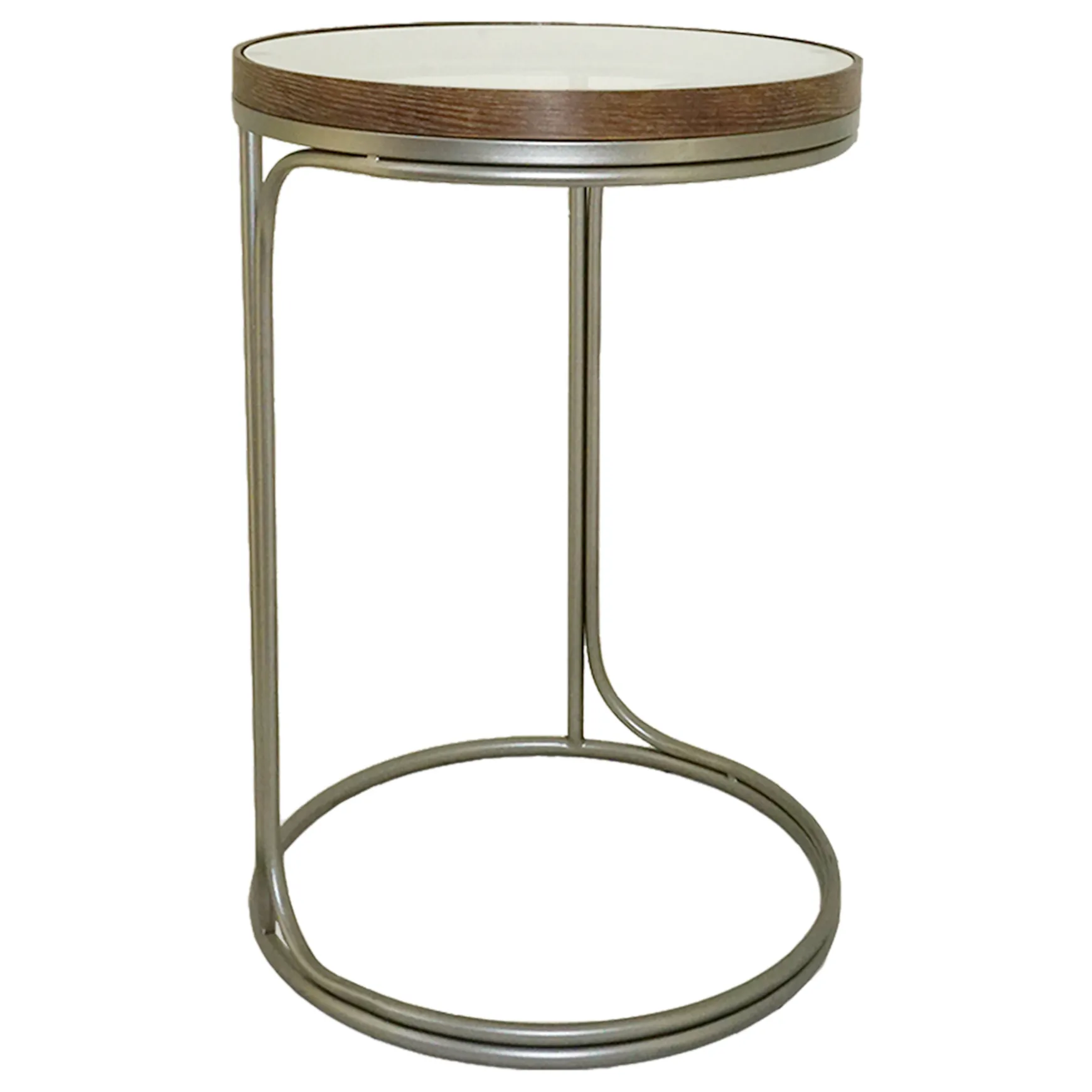 Round Clear-Top Metal C-Table, Small Opening Sales