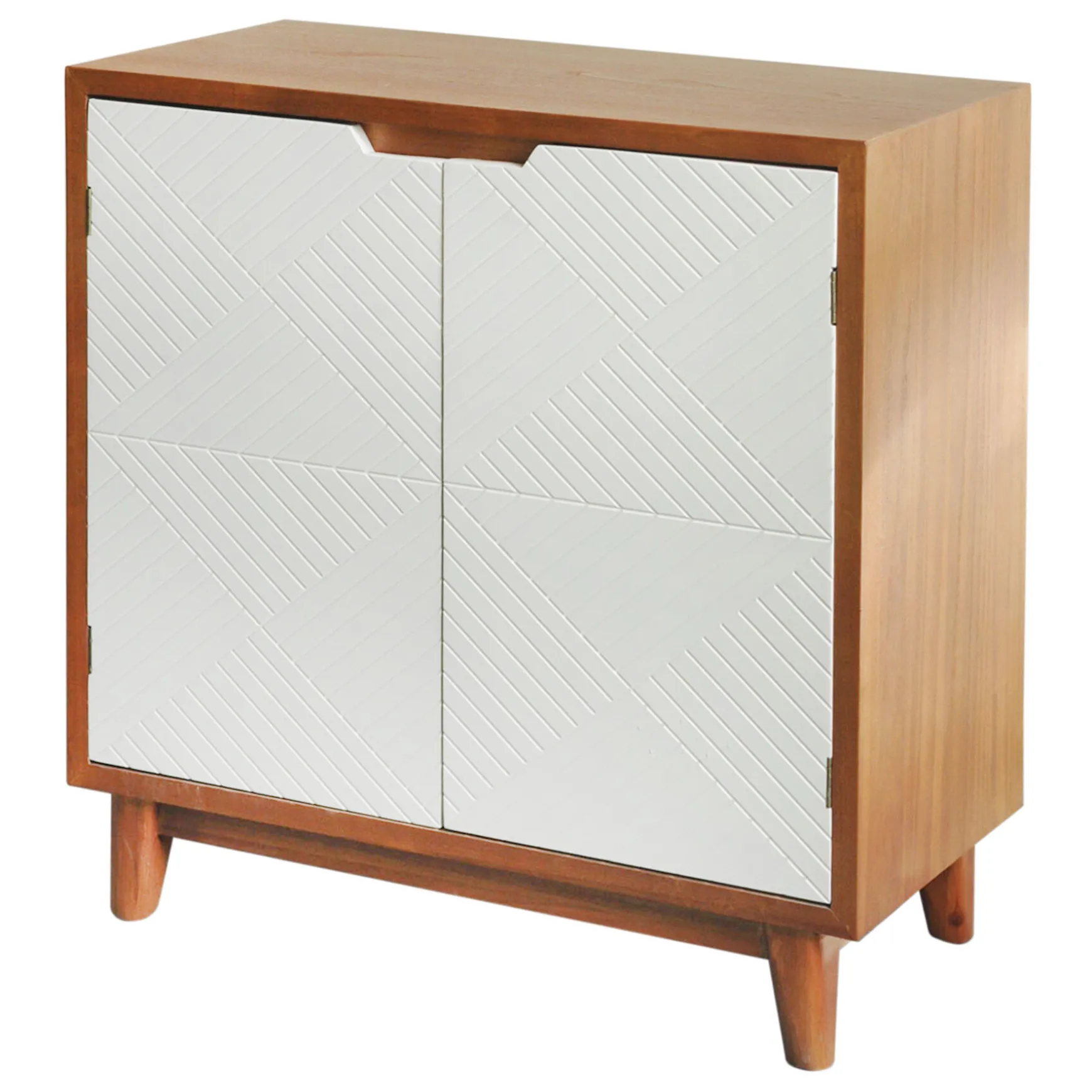Two-Tone Brown & White 2-Door Wooden Cabinet Clearance