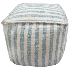 Ty Pennington Lex Blue Striped Square Pouf, 16 Less Expensive